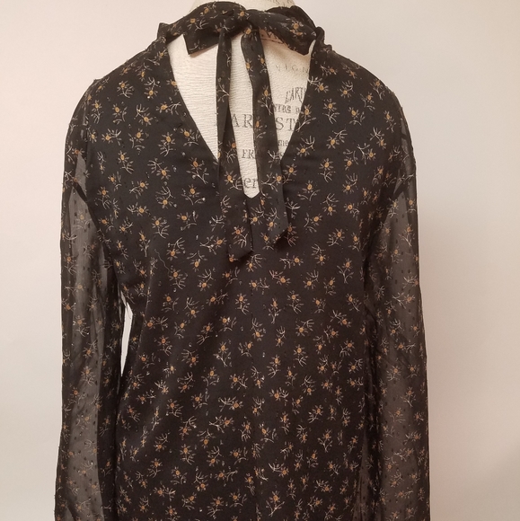 Le Lis Blouse Black, Gold Lined Bodice L - Picture 2 of 7